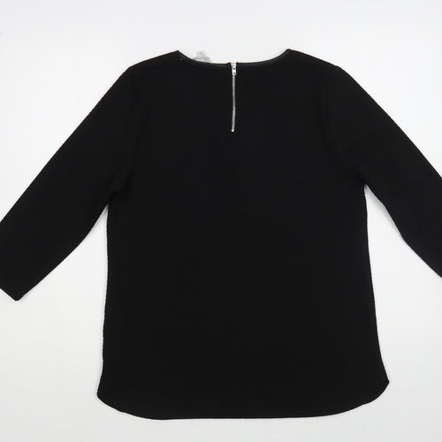 Peacocks Womens Black Polyester Basic Blouse Size 10 Boat Neck