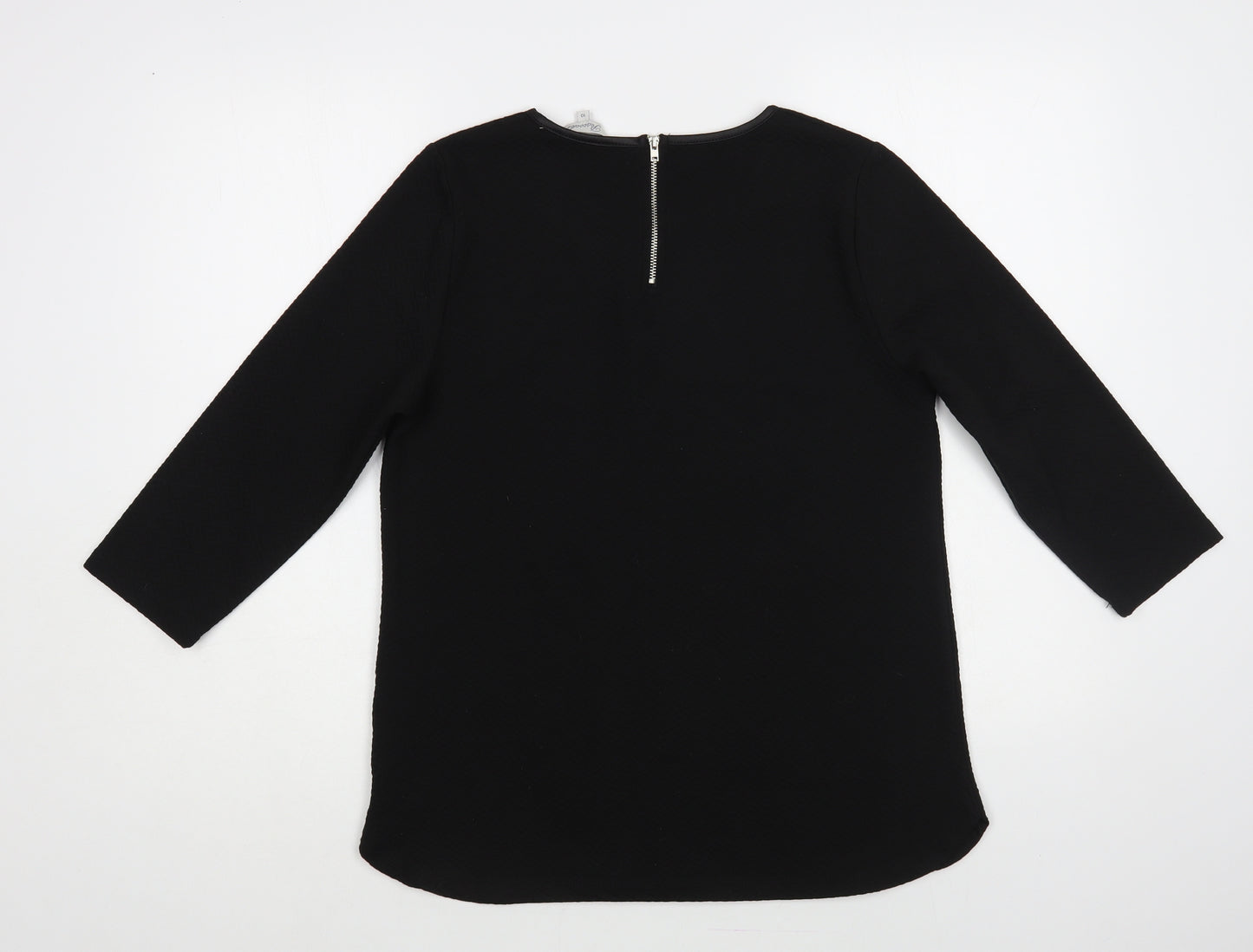 Peacocks Womens Black Polyester Basic Blouse Size 10 Boat Neck