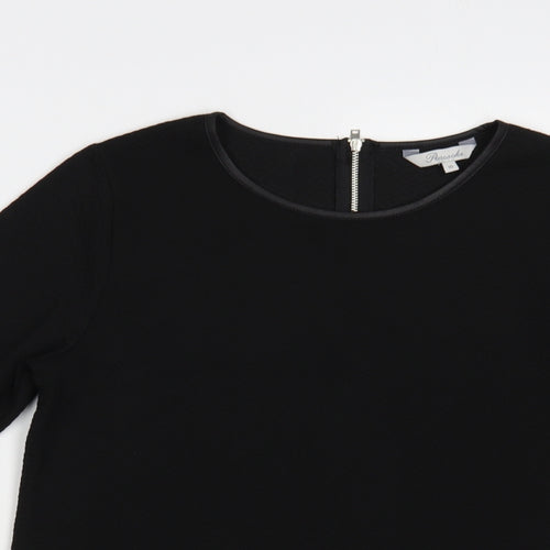 Peacocks Womens Black Polyester Basic Blouse Size 10 Boat Neck