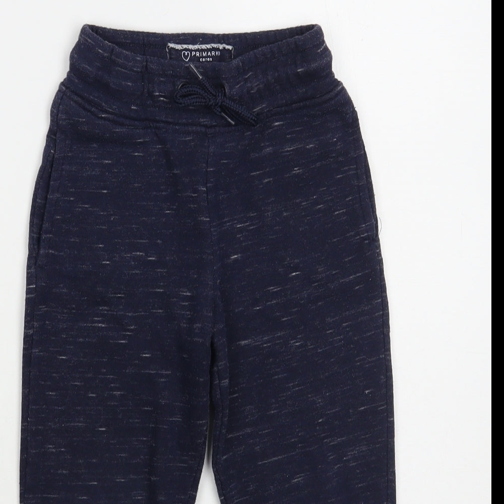 Primark Boys Blue Cotton Jogger Trousers Size 4-5 Years Regular Drawstring