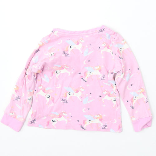George Girls Pink Geometric Cotton Basic T-Shirt Size 3-4 Years Round Neck - unicorn