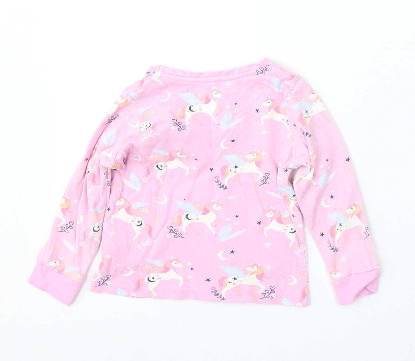 George Girls Pink Geometric Cotton Basic T-Shirt Size 3-4 Years Round Neck - unicorn