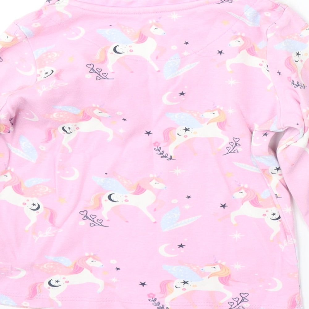 George Girls Pink Geometric Cotton Basic T-Shirt Size 3-4 Years Round Neck - unicorn