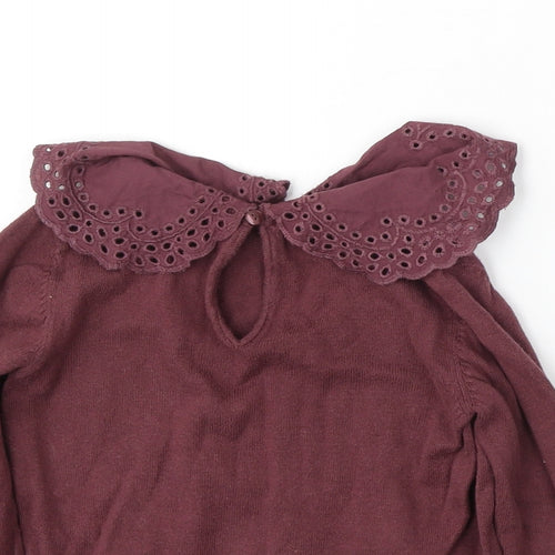 H&M Girls Red Round Neck Cotton Pullover Jumper Size 2-3 Years