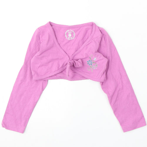 Pumpkin Patch Girls Purple V-Neck Cotton Cardigan Jumper Size 4 Years
