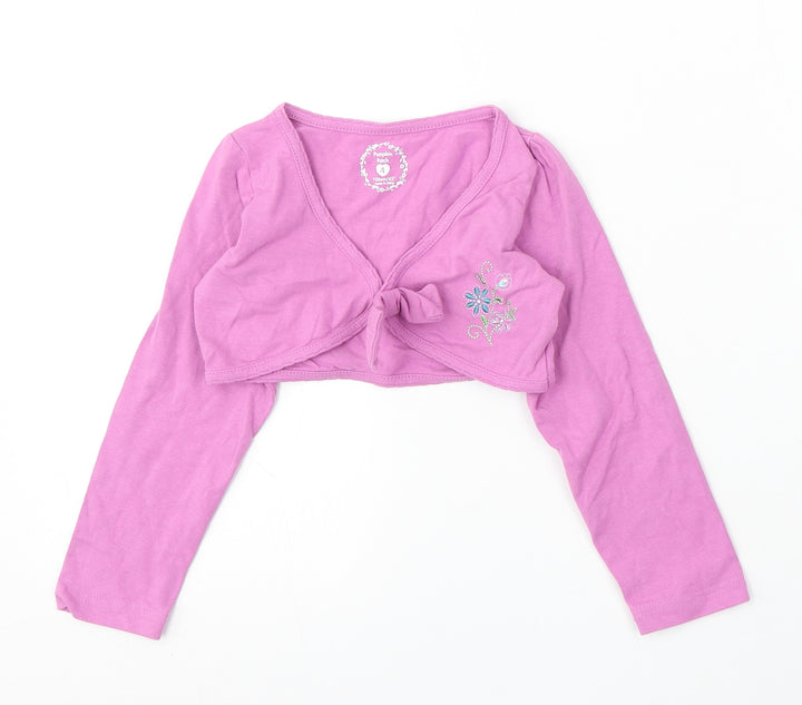 Pumpkin Patch Girls Purple V-Neck Cotton Cardigan Jumper Size 4 Years