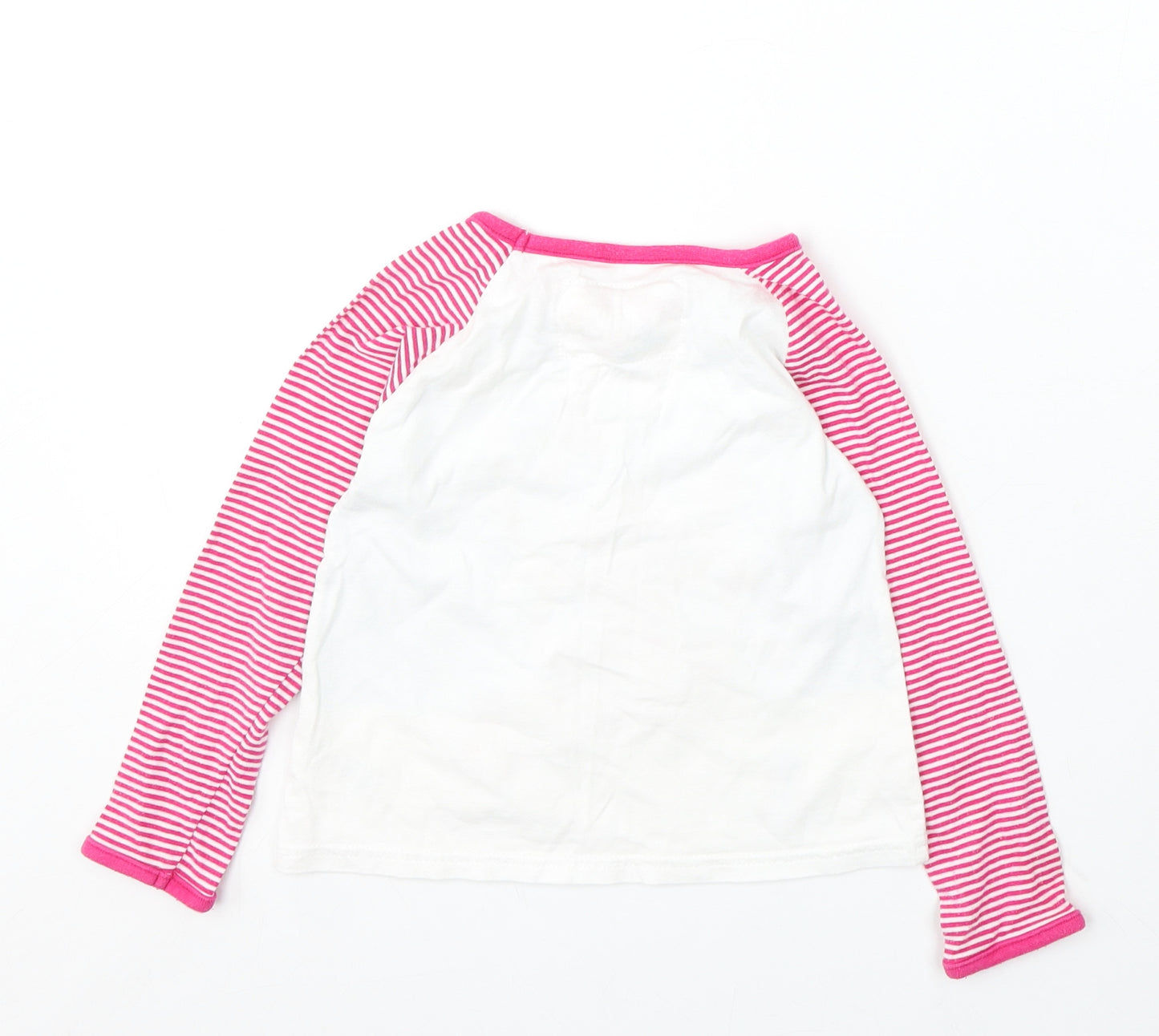 Marks and Spencer Girls White Cotton Basic T-Shirt Size 3-4 Years Round Neck
