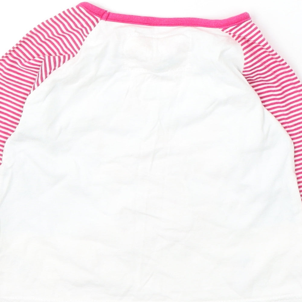 Marks and Spencer Girls White Cotton Basic T-Shirt Size 3-4 Years Round Neck