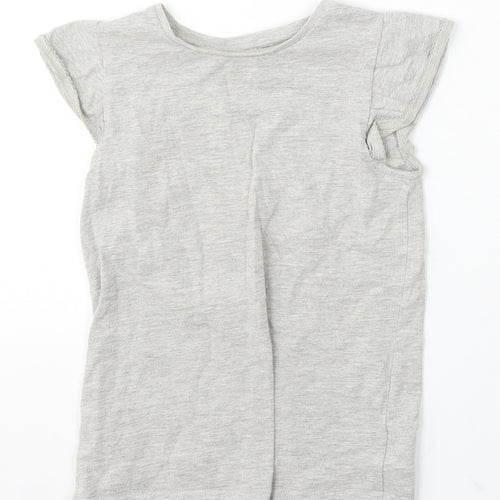 M Girls Grey Cotton Basic T-Shirt Size 8 Years Round Neck