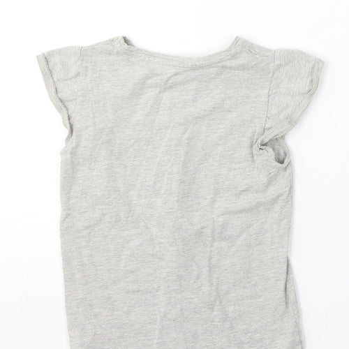 M Girls Grey Cotton Basic T-Shirt Size 8 Years Round Neck