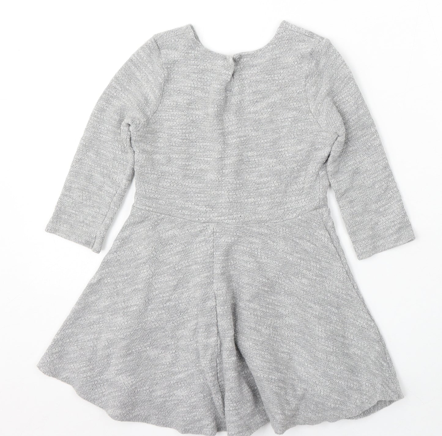 George Girls Grey Cotton Skater Dress Size 7-8 Years Round Neck