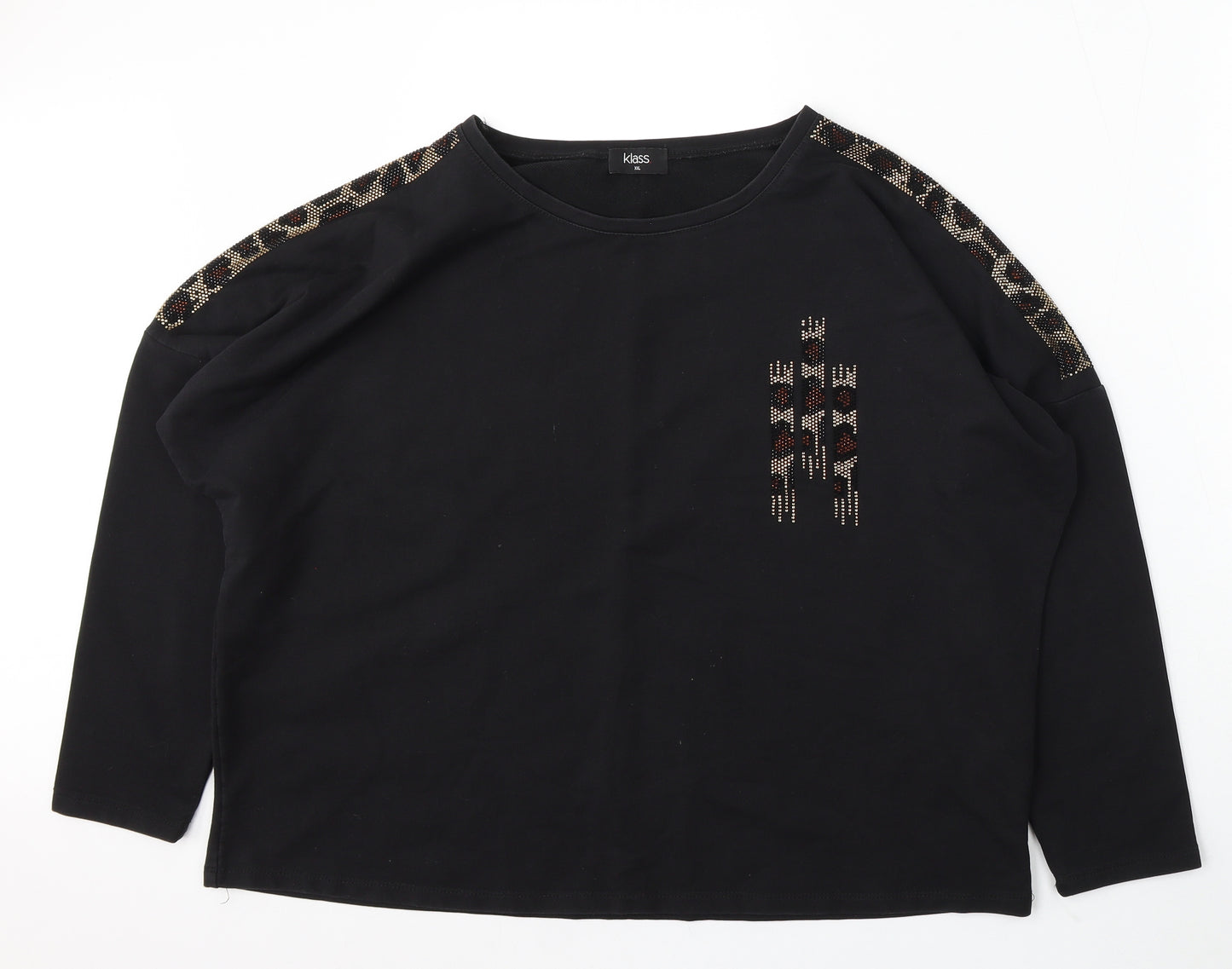 Klass Womens Black Polyester Pullover Sweatshirt Size XL
