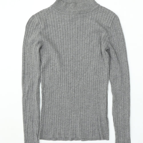 Primark Womens Grey Mock Neck Viscose Pullover Jumper Size 12