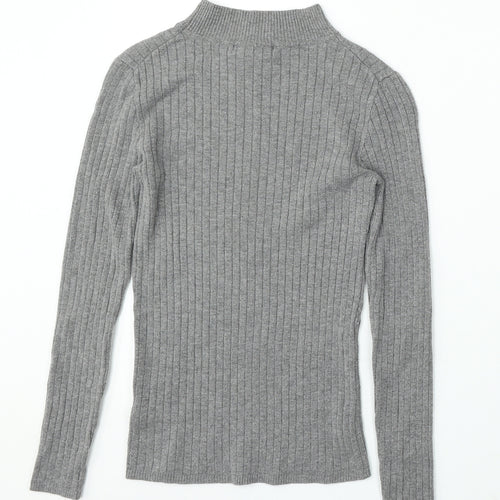 Primark Womens Grey Mock Neck Viscose Pullover Jumper Size 12