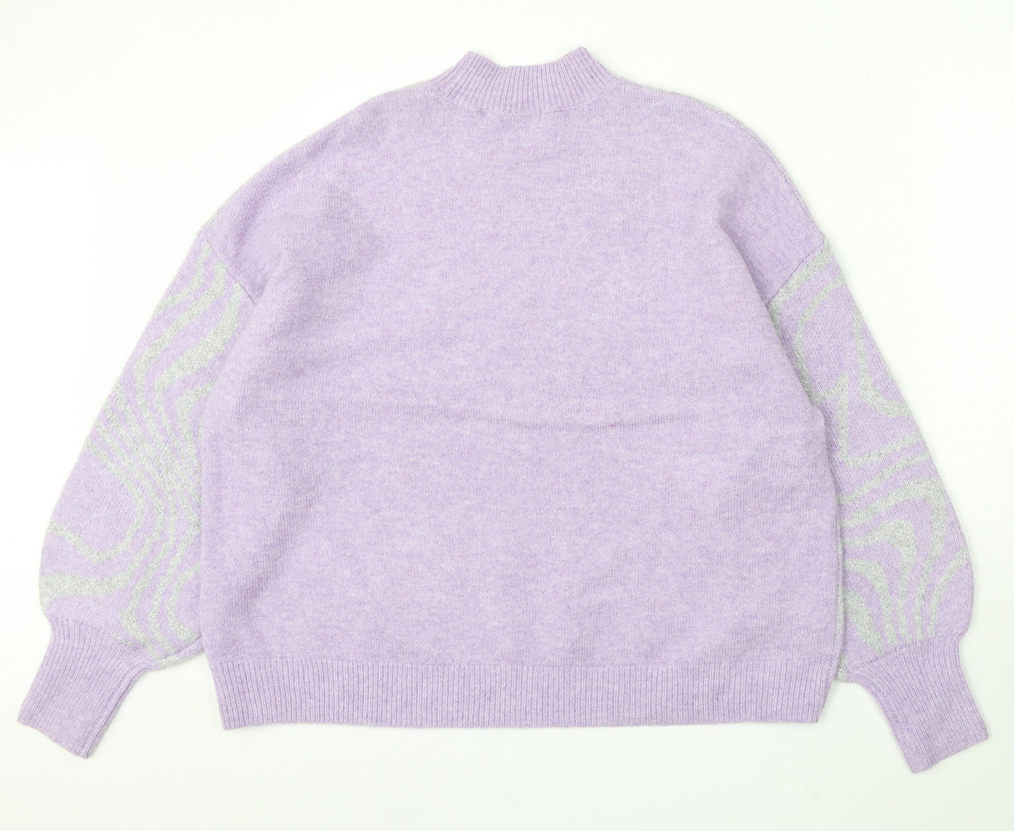 George Womens Purple Mock Neck Geometric Polyester Pullover Jumper Size 16