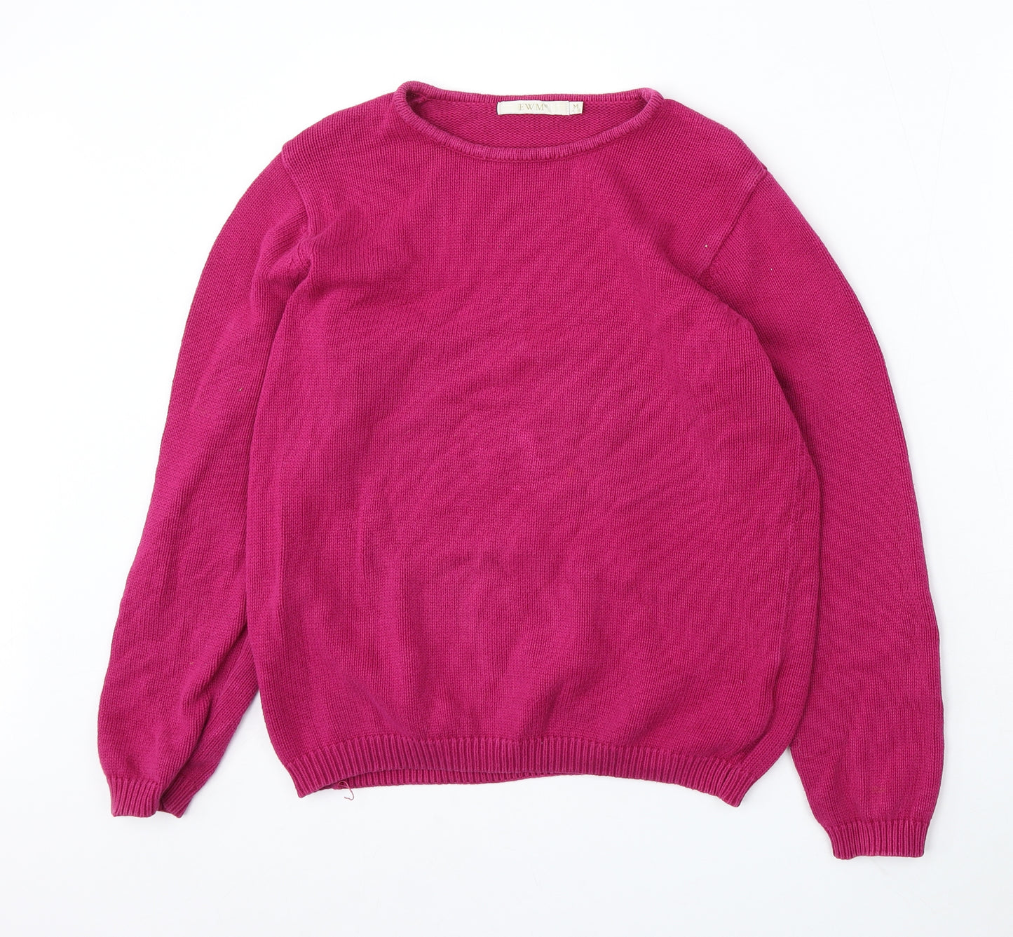 EWM Womens Pink Round Neck Cotton Pullover Jumper Size M