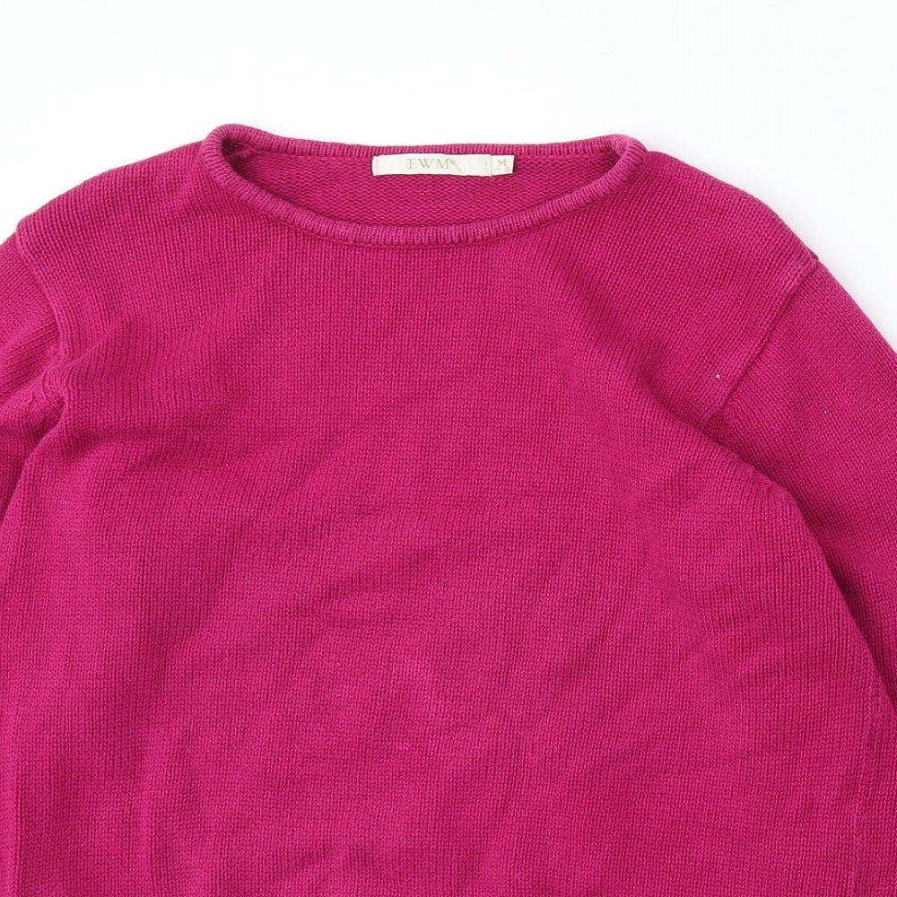 EWM Womens Pink Round Neck Cotton Pullover Jumper Size M
