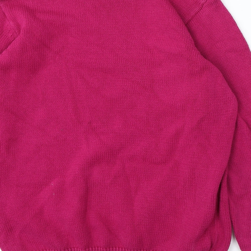EWM Womens Pink Round Neck Cotton Pullover Jumper Size M