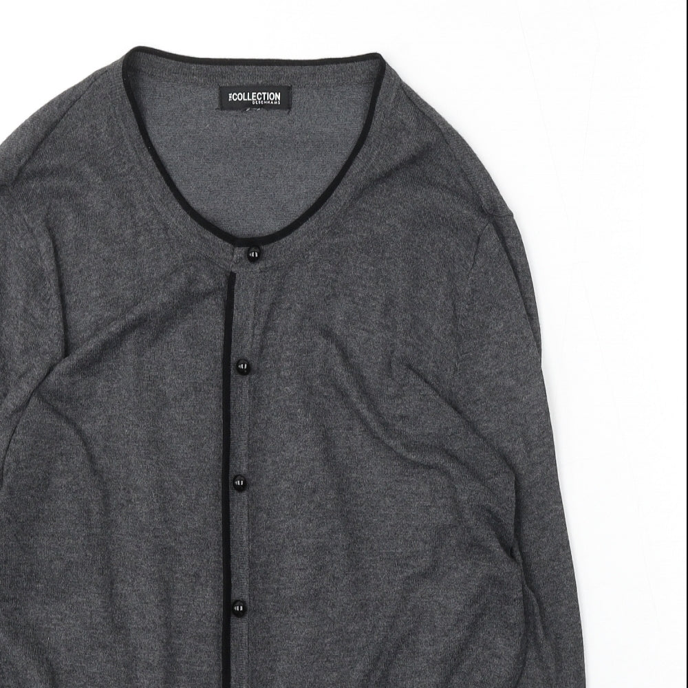 The Collection Womens Grey Round Neck Polyester Cardigan Jumper Size M