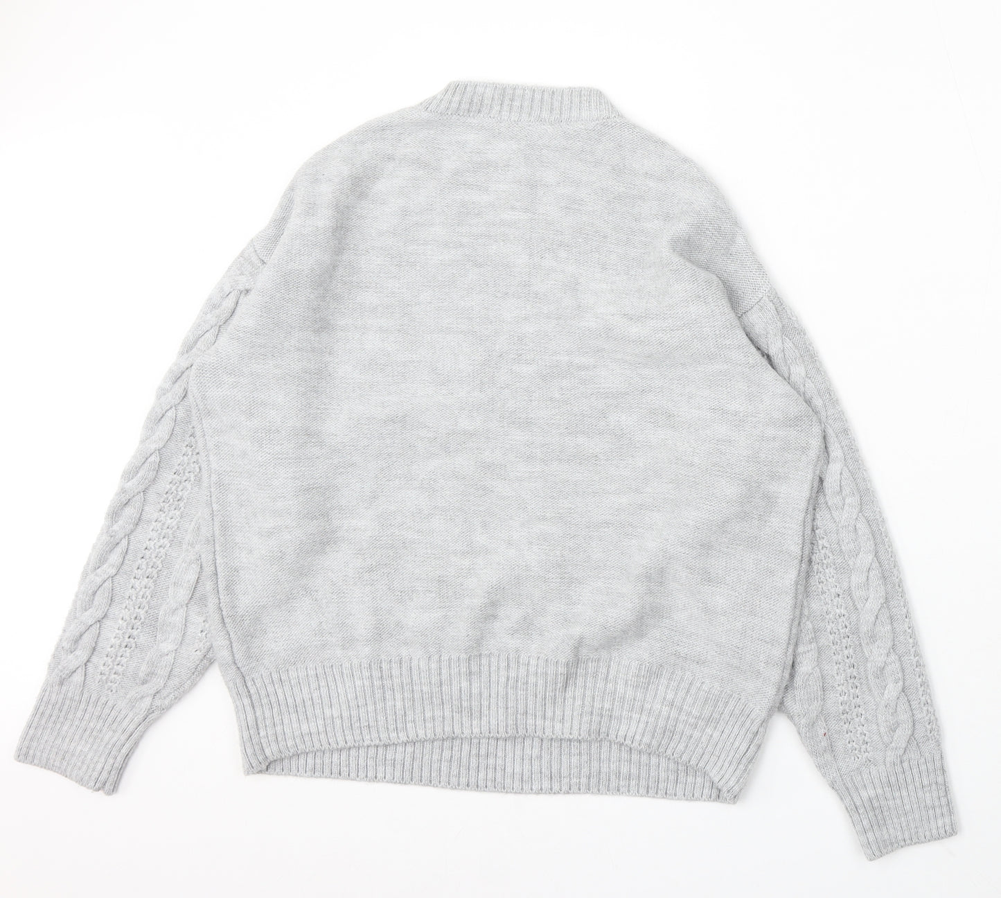 George Womens Grey Round Neck Acrylic Pullover Jumper Size M