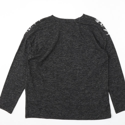 George Womens Grey Round Neck Geometric Polyester Pullover Jumper Size M