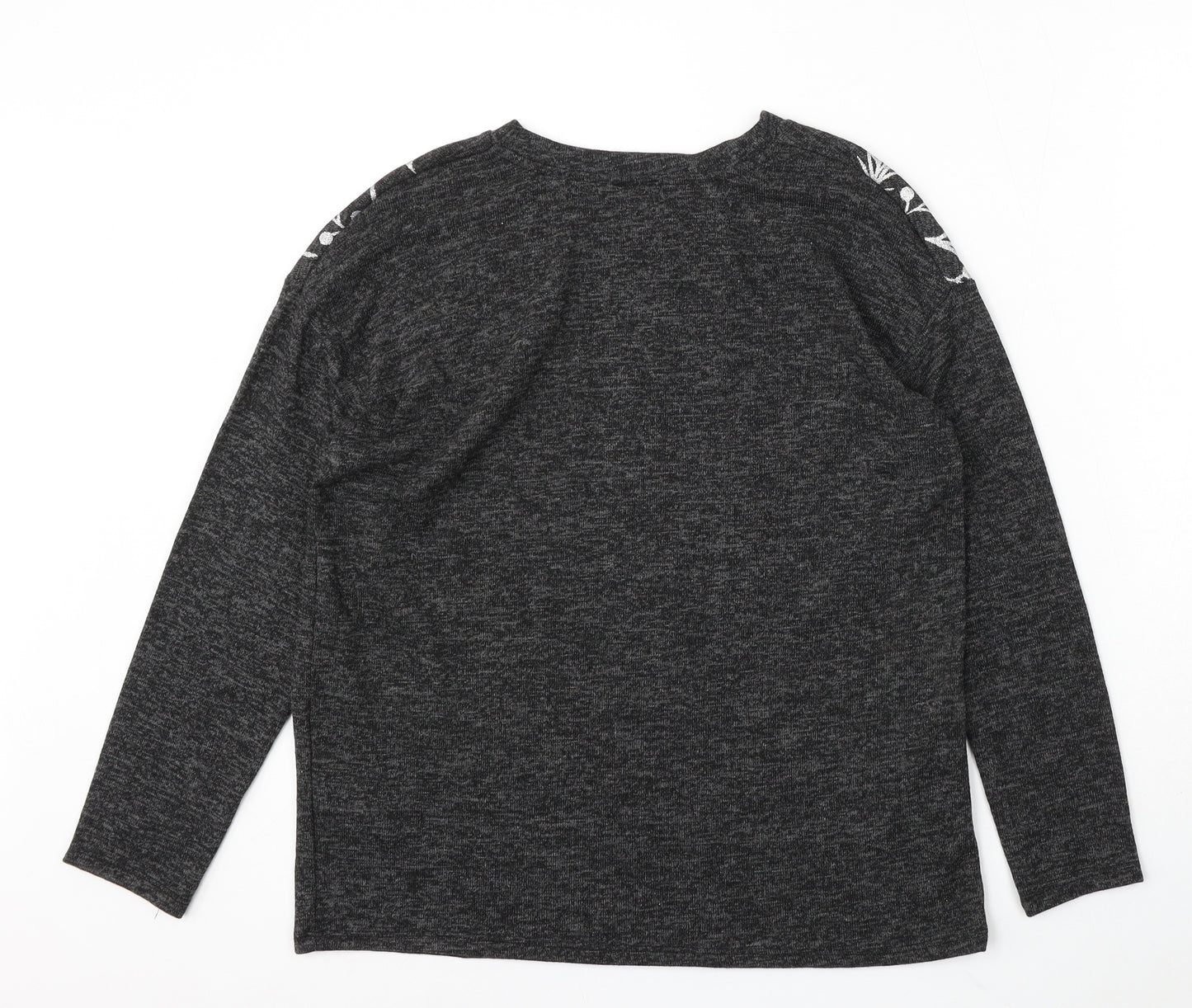 George Womens Grey Round Neck Geometric Polyester Pullover Jumper Size M