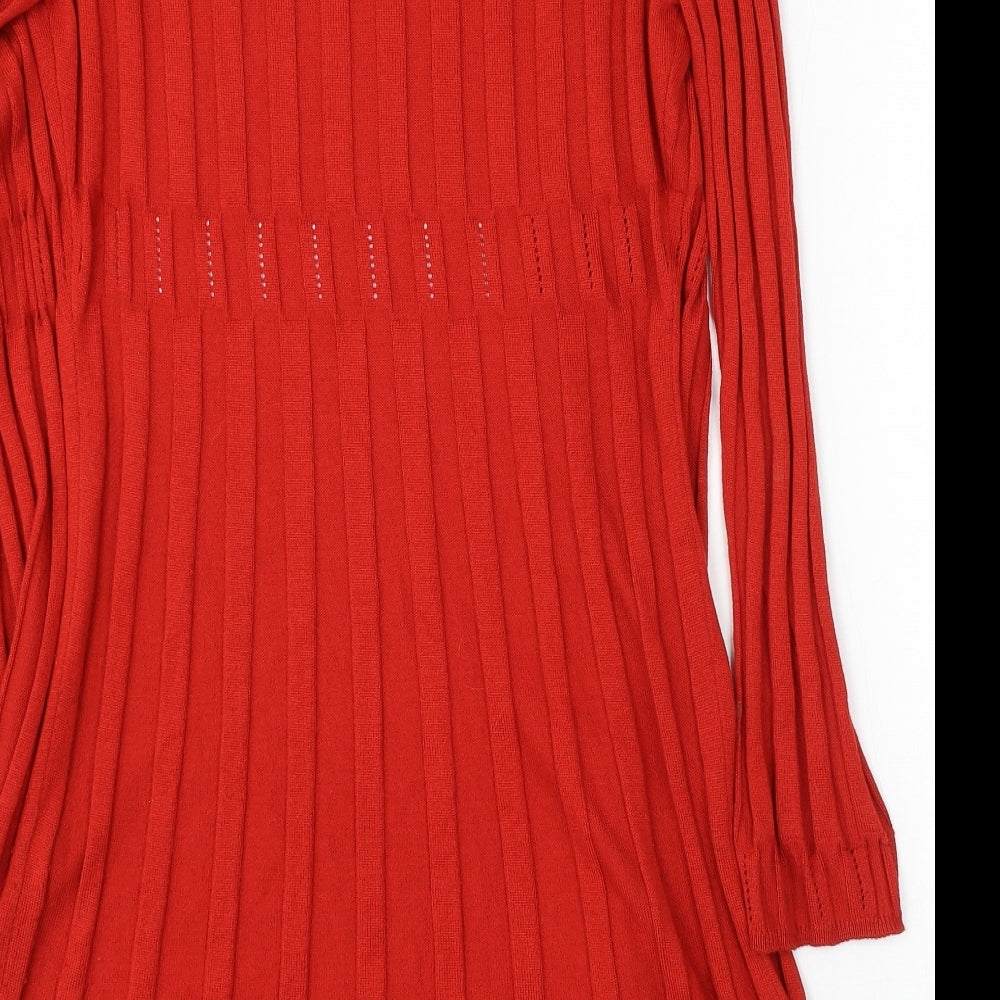 Per Una Womens Red V-Neck Viscose Cardigan Jumper Size 12