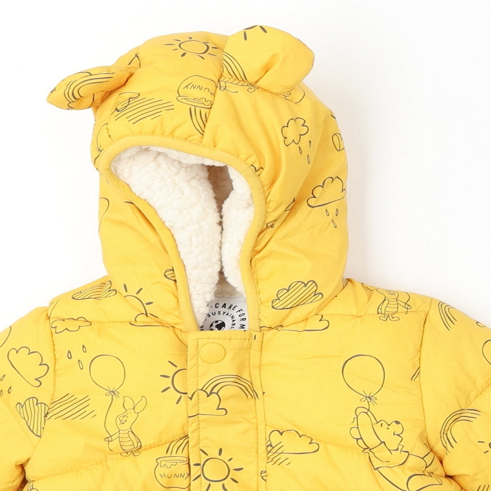 George Girls Yellow Jacket Coat Size 9-12 Months - winnie the pooh