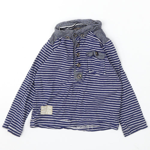 Rebel Boys Blue Striped Cotton Basic T-Shirt Size 12-18 Months Collared Button