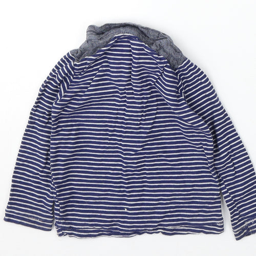 Rebel Boys Blue Striped Cotton Basic T-Shirt Size 12-18 Months Collared Button