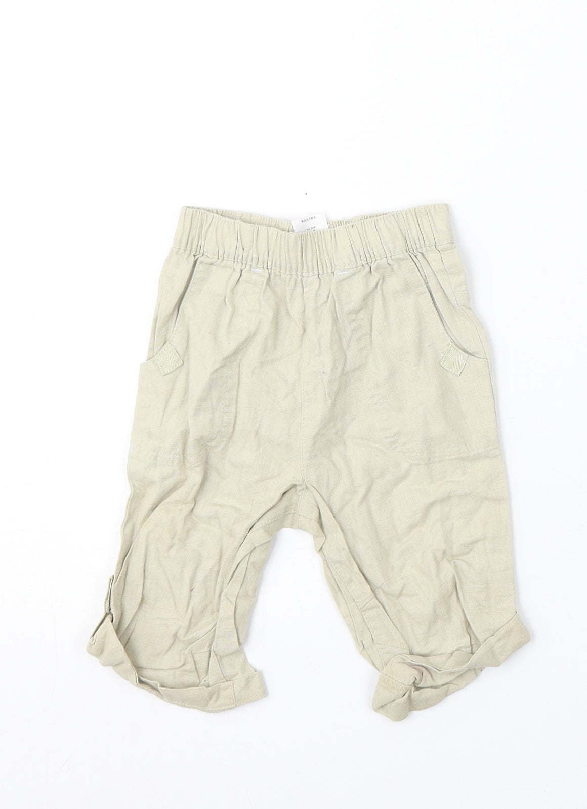 NEXT Boys Beige Linen Cargo Trousers Size 6-9 Months
