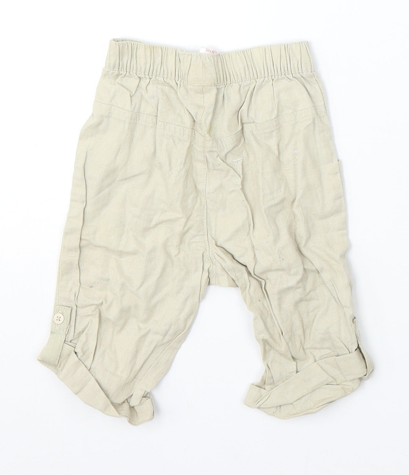 NEXT Boys Beige Linen Cargo Trousers Size 6-9 Months