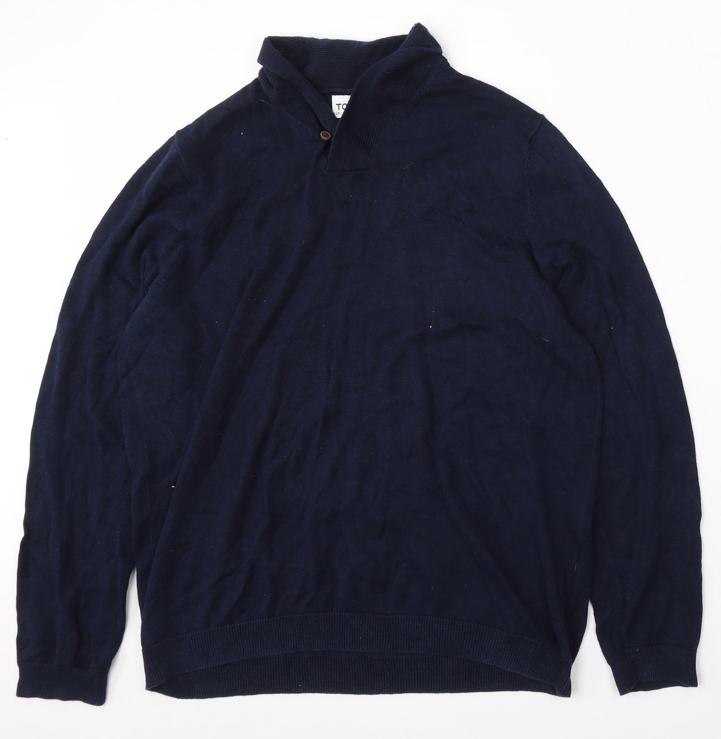 Topman Mens Blue Roll Neck Cotton Pullover Jumper Size L