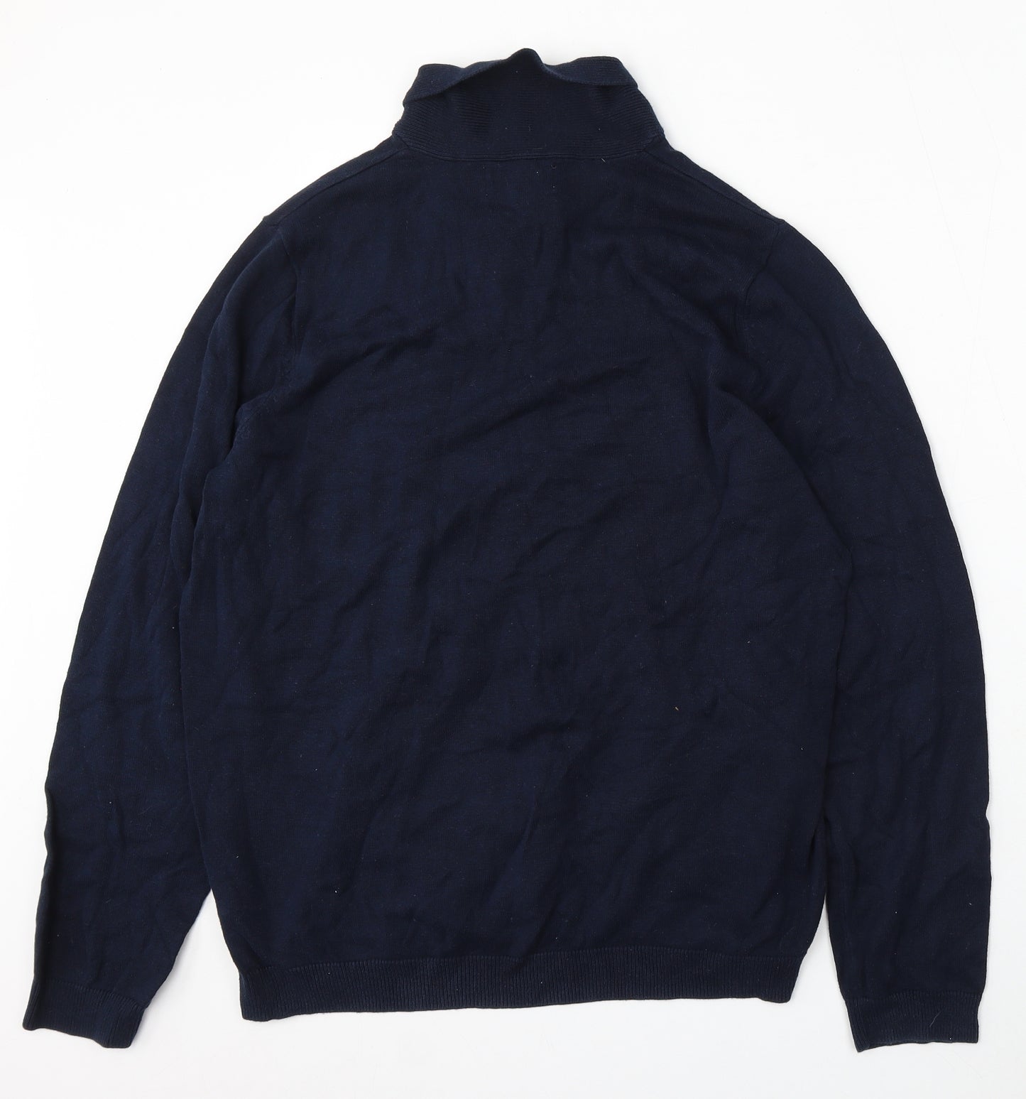 Topman Mens Blue Roll Neck Cotton Pullover Jumper Size L
