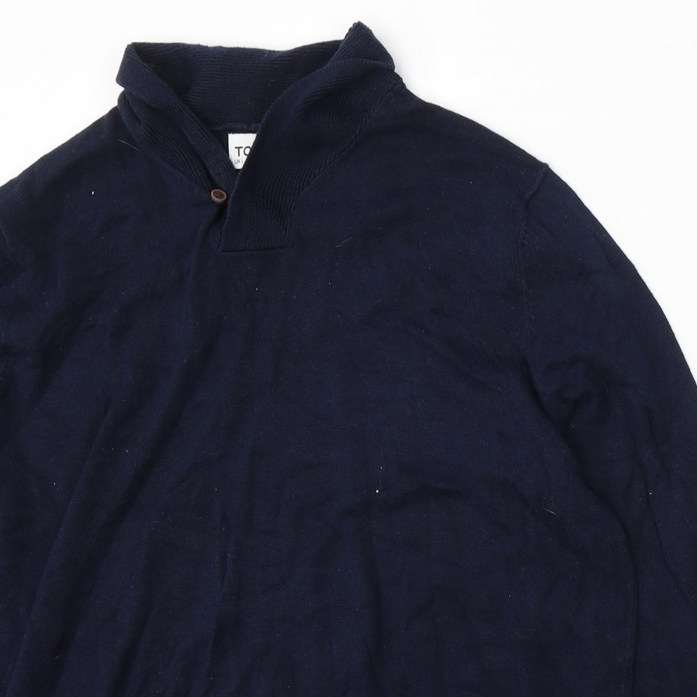 Topman Mens Blue Roll Neck Cotton Pullover Jumper Size L