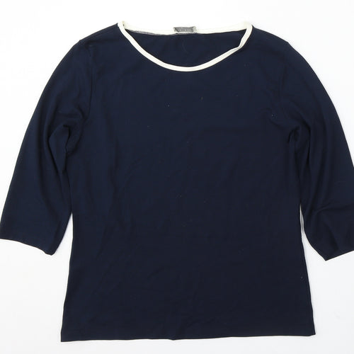 Via Appia Womens Blue Round Neck Viscose Pullover Jumper Size 14