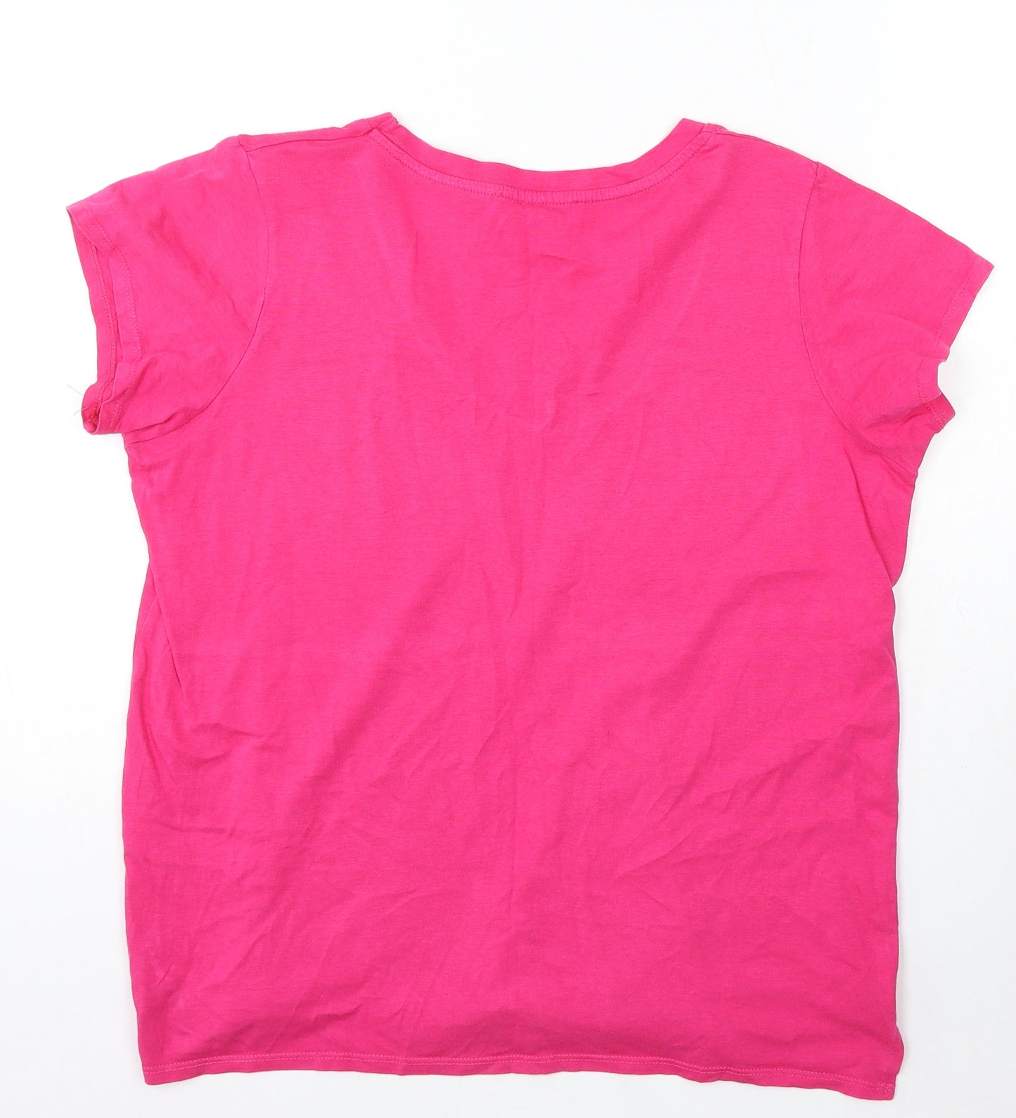 George Womens Pink Cotton Basic T-Shirt Size 12 V-Neck