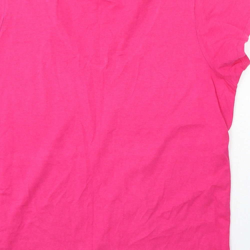 George Womens Pink Cotton Basic T-Shirt Size 12 V-Neck