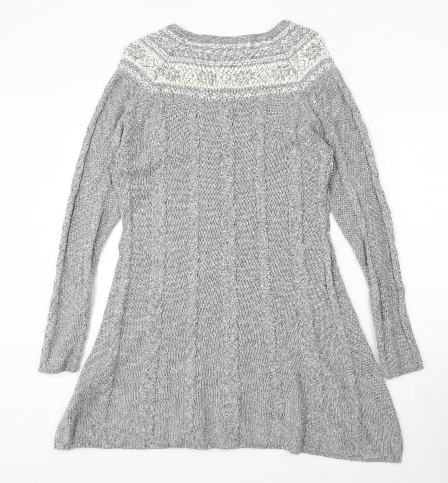 Marks and Spencer Womens Grey Viscose Jumper Dress Size 14 Round Neck