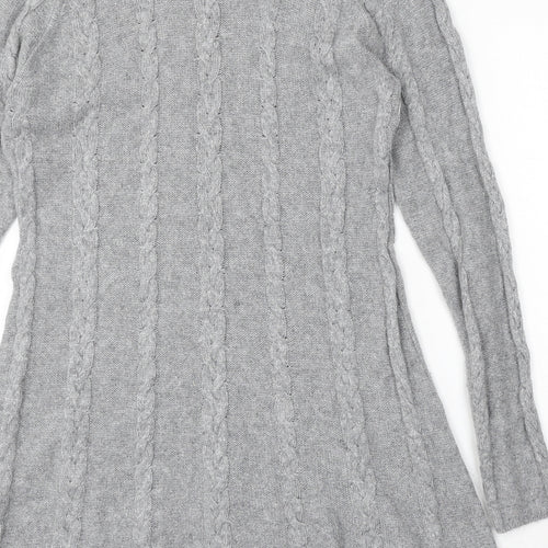 Marks and Spencer Womens Grey Viscose Jumper Dress Size 14 Round Neck