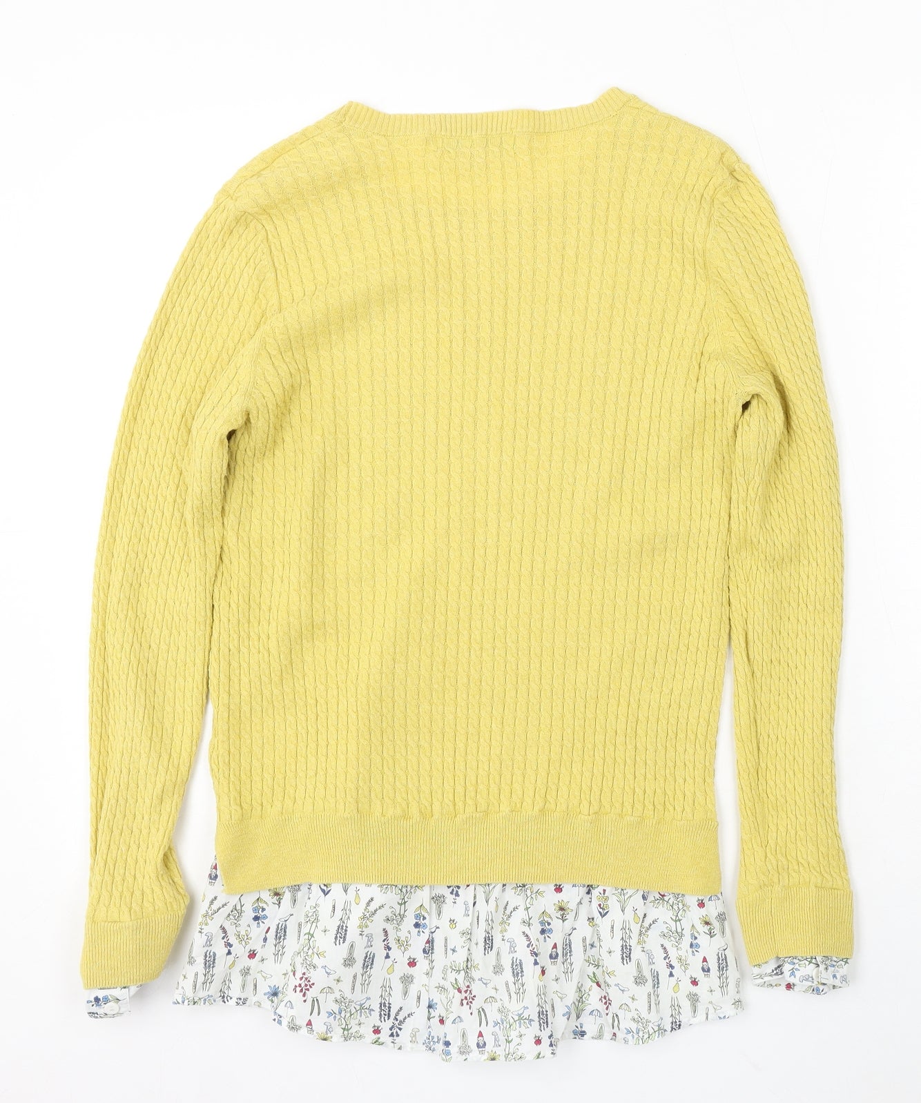 NEXT Womens Yellow Round Neck Cotton Pullover Jumper Size 14