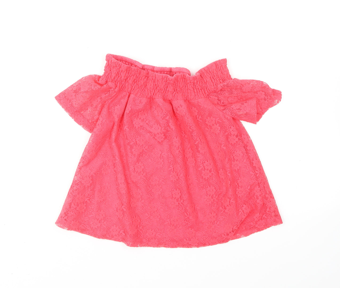 Primark Girls Pink Polyester Basic T-Shirt Size 10-11 Years Off the Shoulder