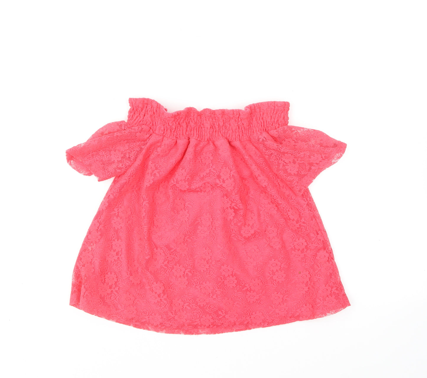 Primark Girls Pink Polyester Basic T-Shirt Size 10-11 Years Off the Shoulder