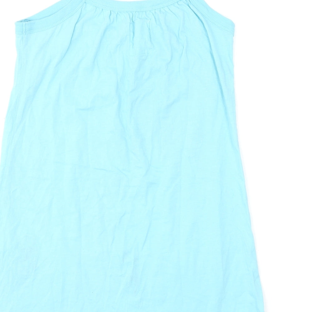 New Look Womens Blue Cotton Basic T-Shirt Size 8 Round Neck