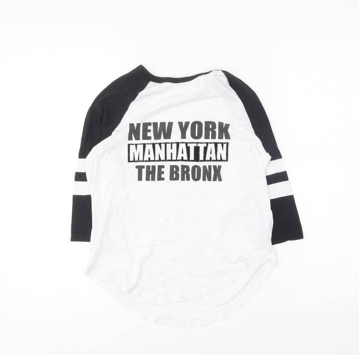 New Look Boys White Cotton Basic T-Shirt Size 10-11 Years Round Neck - New York