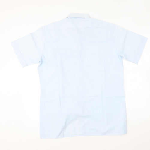 St Michael Mens Blue Polyester Button-Up Size 15.5 Collared