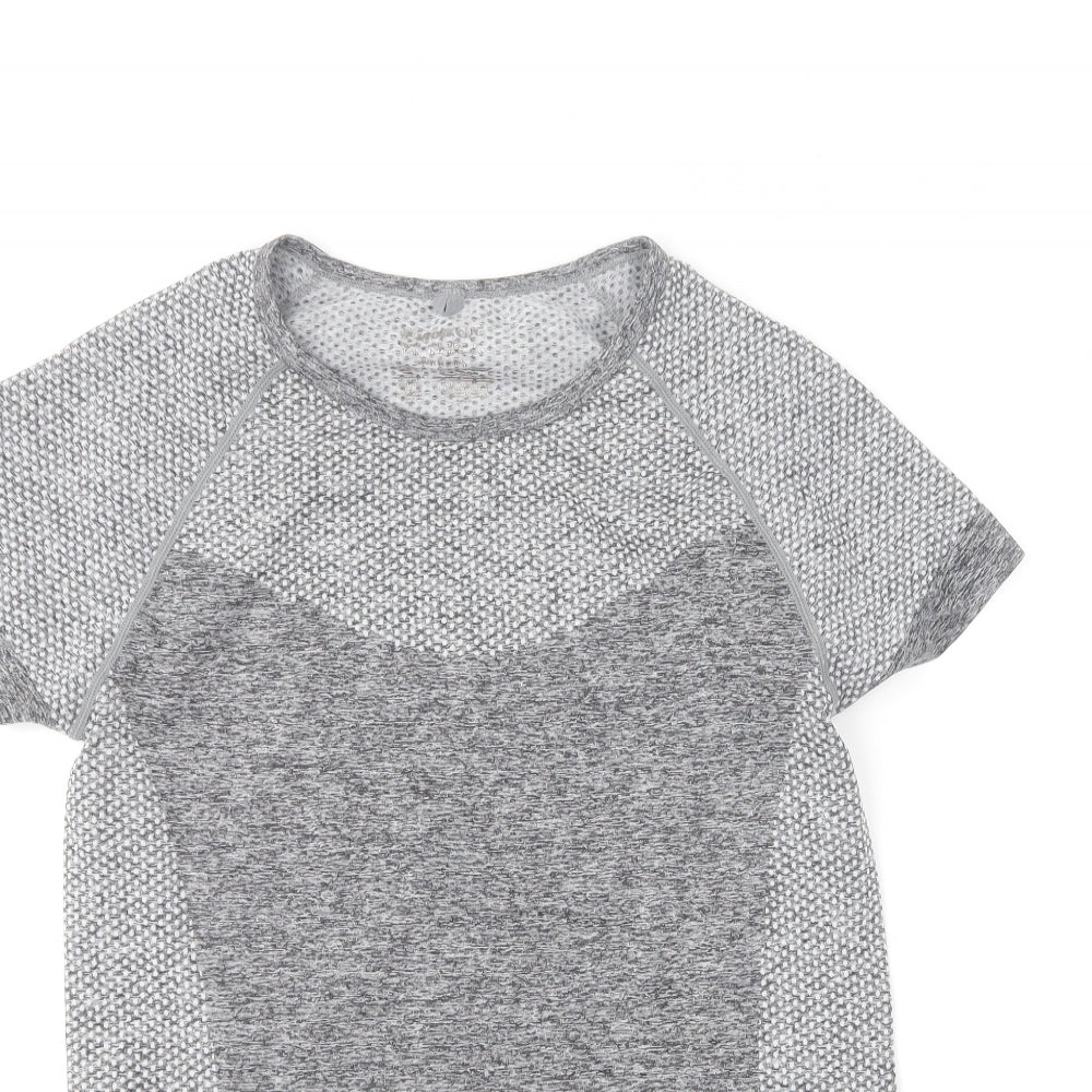 Primark Womens Grey Polyester Basic T-Shirt Size 14 Round Neck