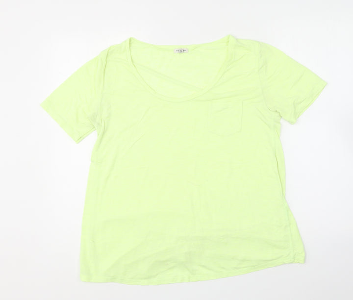 River Island Womens Yellow Cotton Basic T-Shirt Size 14 Scoop Neck