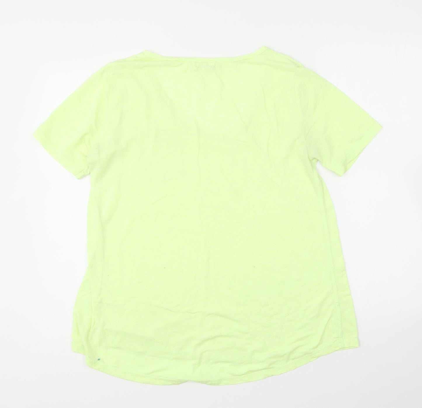 River Island Womens Yellow Cotton Basic T-Shirt Size 14 Scoop Neck