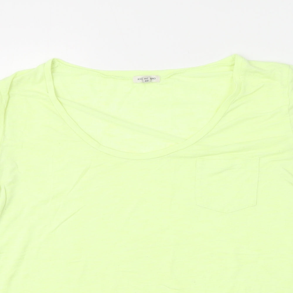 River Island Womens Yellow Cotton Basic T-Shirt Size 14 Scoop Neck